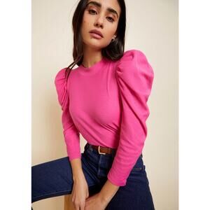 Nation‎ LTD Zeta Snap Back Mock Neck Tee in Pink Women’s Size Large